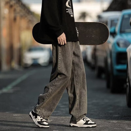 Calça Jeans Baggy Y2K com Flores Estampadas