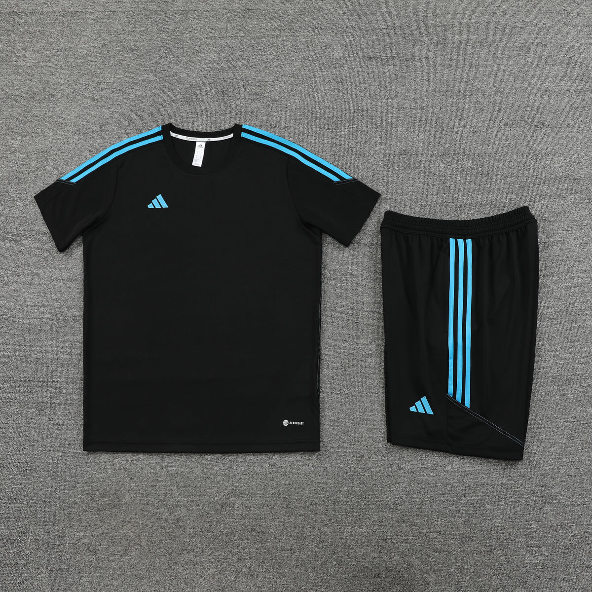 Conjunto - Adidas Camisa+Short Preto com azul