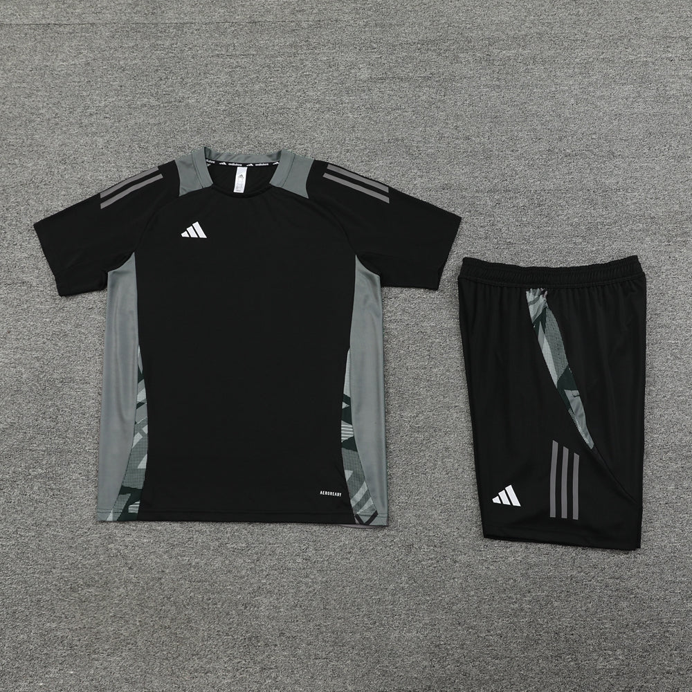 Conjunto - Adidas Camisa+Short Preto com cinza